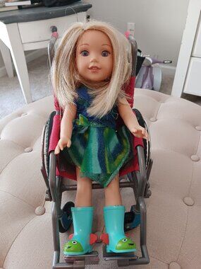 American girl doll Camille wellie wishers collection plus wheelchair + clothes